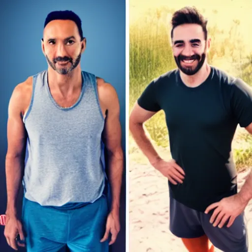 Prompt: a healthy man compared to an unhealthy man