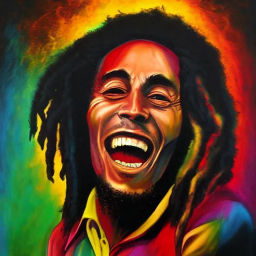 Prompt: Bob Marley, black velvet painting, deep colors, high details, photrealistic, trending on artstation, deviant art,