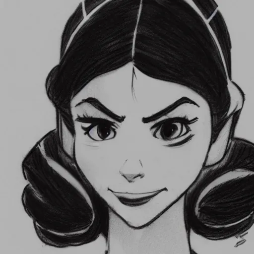 Image similar to milt kahl sketch of victoria justice as princess padme from star wars