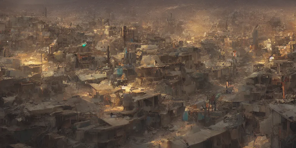 Image similar to damascus slums city, painted by neil blevins