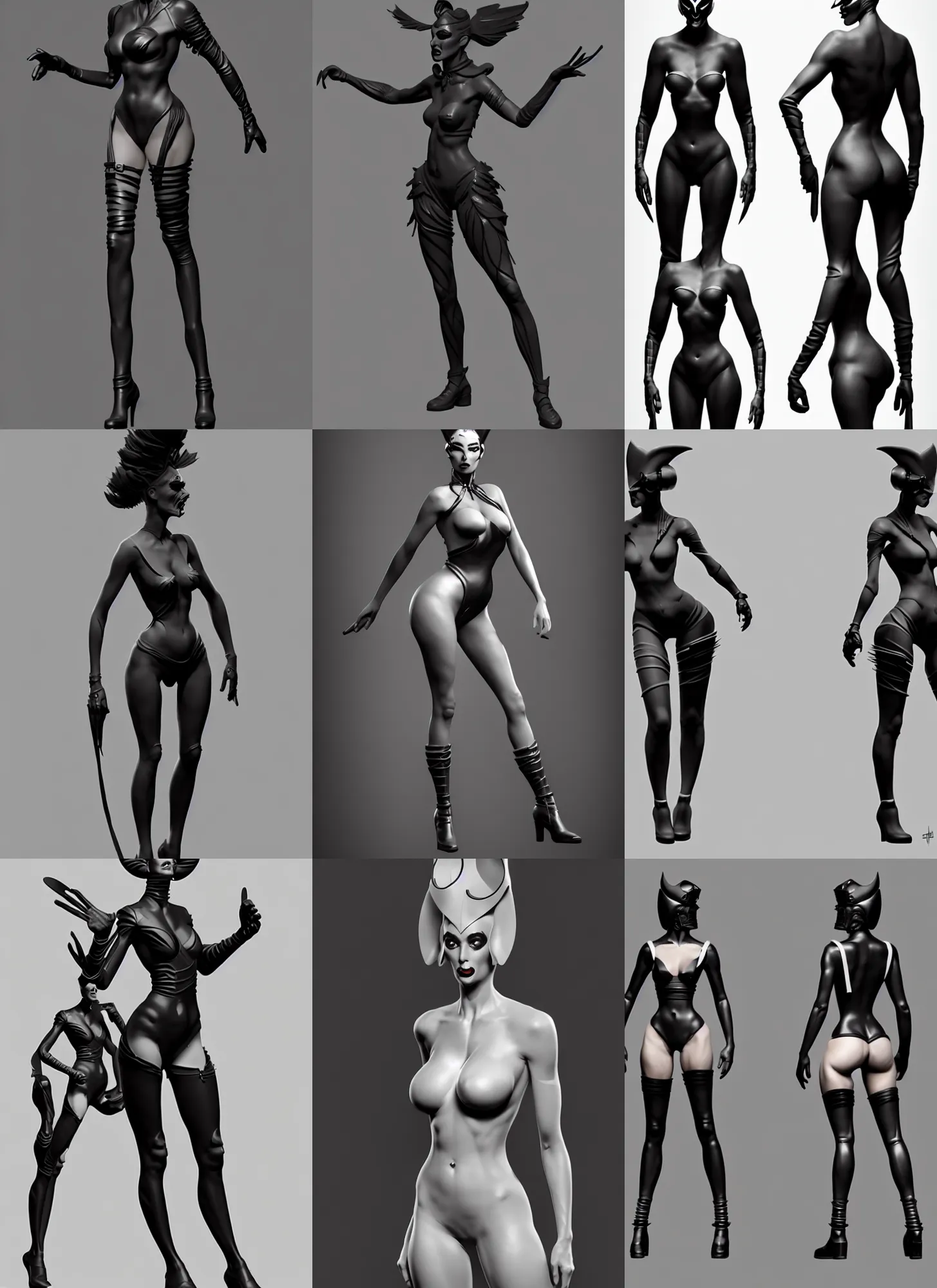 Image similar to digital zbrush concept art by morello, simon dubuc, chase stone and illustrator of riot games. just one lonely black tape project show attctive showgirl!! full body!! future head set. contour light effect!! 8 k. stage light. octane render. sharp edge. ultra clear detailed
