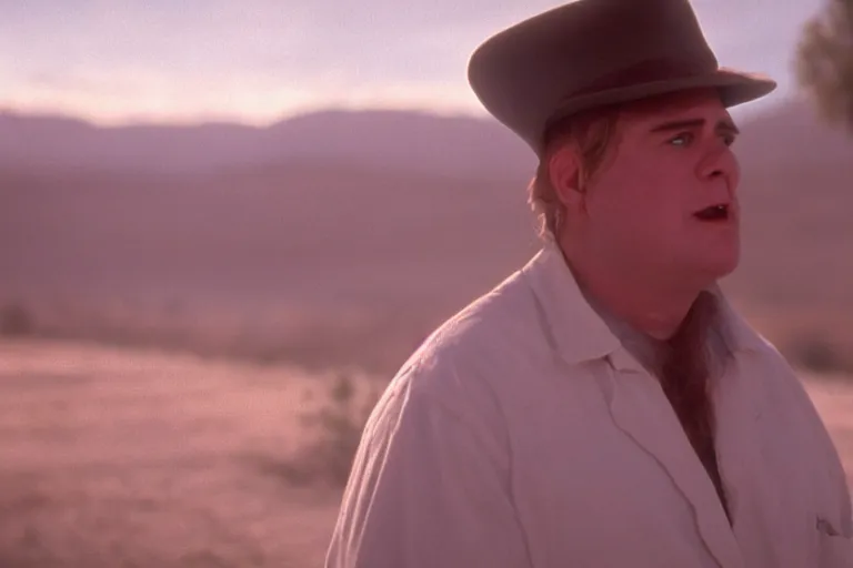 Image similar to cinematic still of chubby clean-shaven white man in Casper (1995), XF IQ4, f/1.4, ISO 200, 1/160s, 8K, RAW, dramatic lighting, symmetrical balance, in-frame