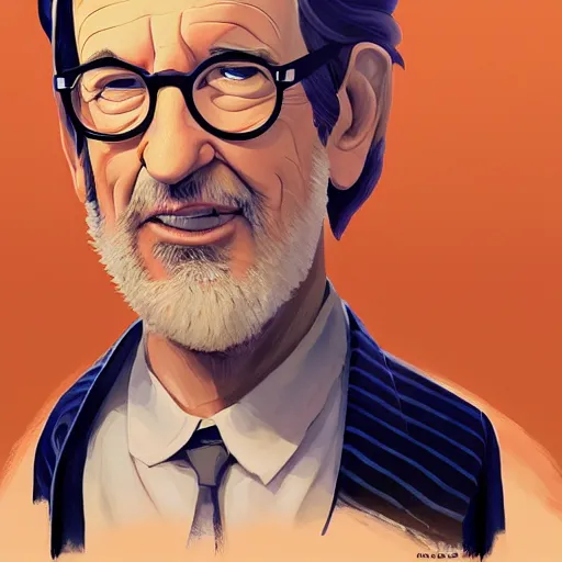 Image similar to face icon stylized minimalist steven spielberg, loftis, cory behance hd by jesper ejsing, by rhads, makoto shinkai and lois van baarle, ilya kuvshinov, rossdraws global illumination