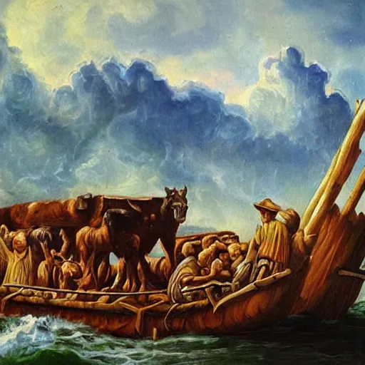 Prompt: noah's ark oil painting