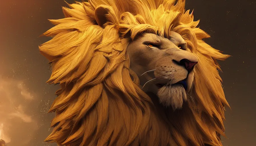 Prompt: king infinity lion, hyperdetailed, artstation, cgsociety, 8k