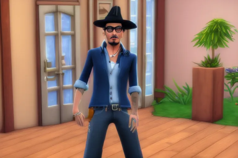 Image similar to johnny depp in sims 4