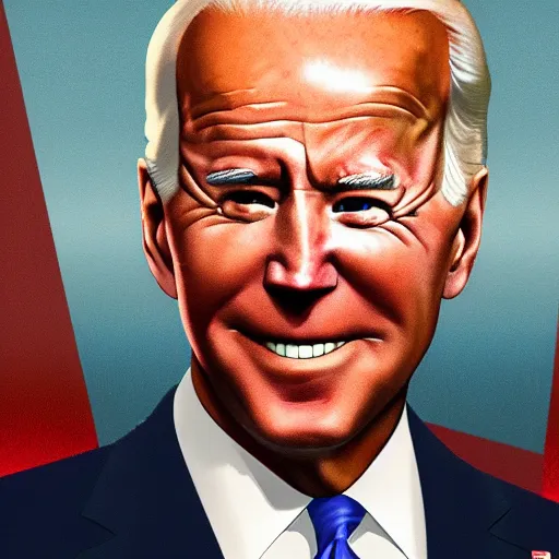 Image similar to joe biden with glowing laser eyes, artstatiom