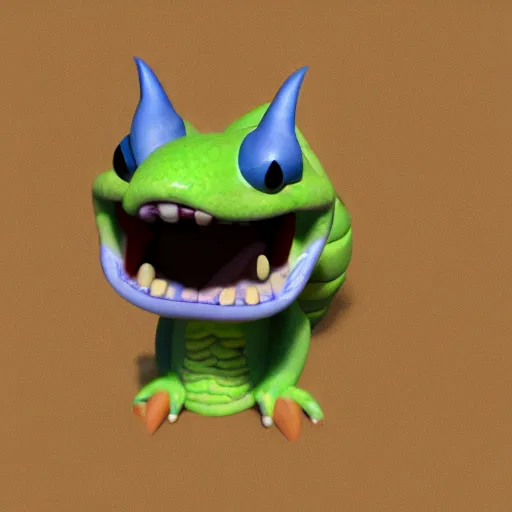 Image similar to pixar render of a cute dragon, stylised