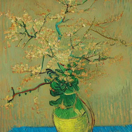 Image similar to a painting of linden blossom in the style of van Gogh