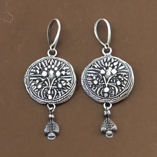 Image similar to Silver embroidered baldurs-gates amulet, realistic, clean,