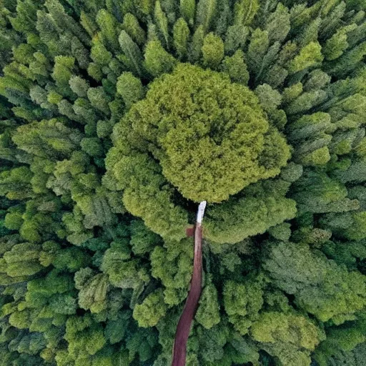 Image similar to photo of a tree that looks like an exclamation mark, aerial view, trending on. artstation