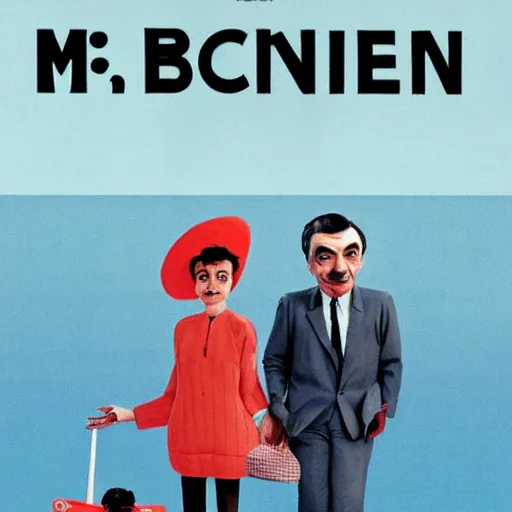 Prompt: criterion collection cover art for the film Mr. Bean goes on Holiday