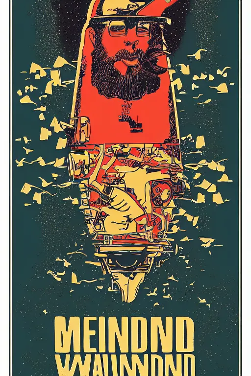 Prompt: Mind wandering poster by Steve Thomas, screenprint