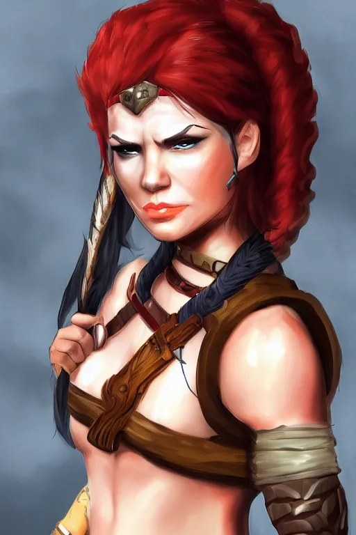 Prompt: portrait of a barbarian female, ultra sharp, very detailed, high quality focus by nixeu