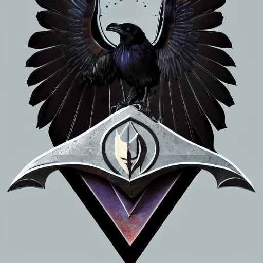 Prompt: family crest depicting a raven with a halo in style of halo emblems, with dramatic lighting, concept art, matte painting, 8 k, highly detailed, artstation