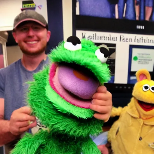 Prompt: corey schmitt as a muppet