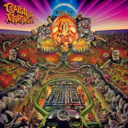 Image similar to the garbage pail kids on tool album cover, 8 k resolution hyperdetailed scary dystopian surrealism style of alex grey