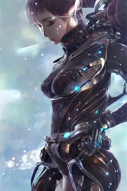 Image similar to female space warrior wrapped in silk, 3d, sci-fi fantasy, intricate, elegant, highly detailed, lifelike, photorealistic, digital painting, artstation, concept art, sharp focus, art in the style of Shigenori Soejima