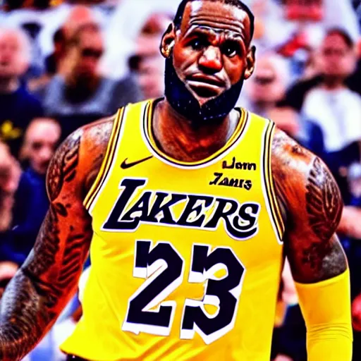 Prompt: lebron james going super saiyan