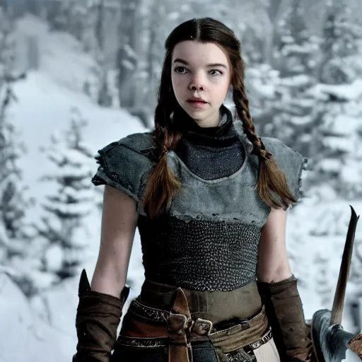 Image similar to Anya Taylor-joy as character in Skyrim