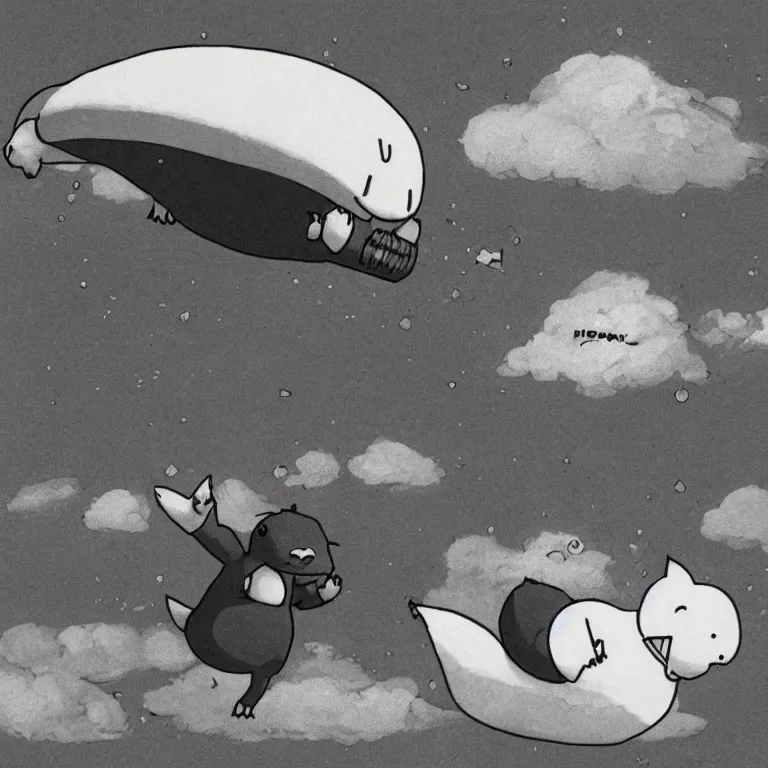 Prompt: Snorlax as the Hindenburg crashing