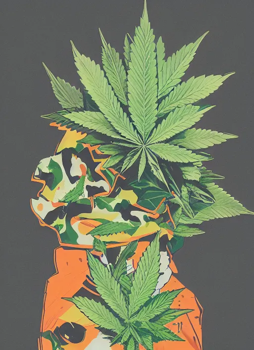 Image similar to profile picture by sachin teng x bape, marijuana, organic painting, asymmetrical, green, marijuana smoke, matte paint, hard edges, energetic