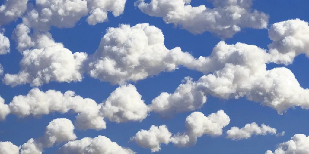 Prompt: fluffy clouds shaped like animals.