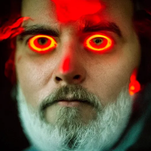 Image similar to a man with red glowing eyes