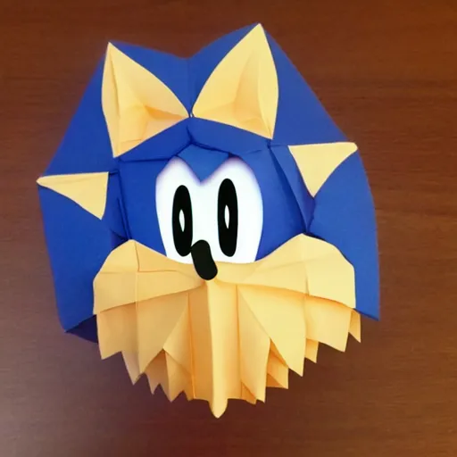 Prompt: sonic the hedgehog origami