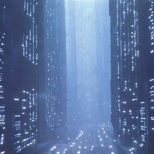 Prompt: a forest. still from blade runner.