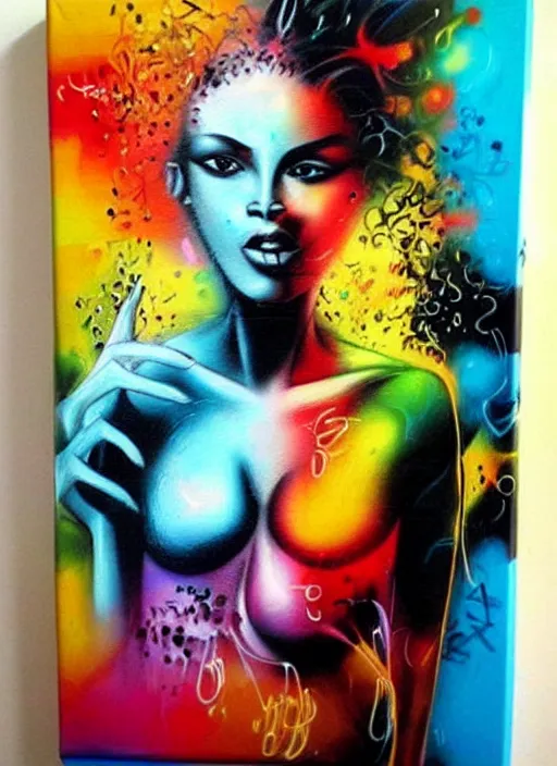 Prompt: beautiful graffiti on canvas