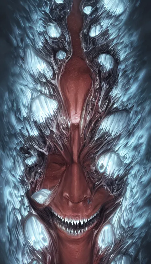 Image similar to a storm vortex made of many demonic eyes and teeth, by artgerm