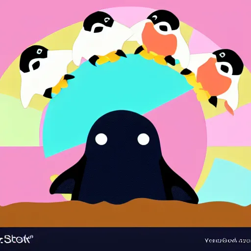 Image similar to a cute penguin flat vector graphic pastel palette