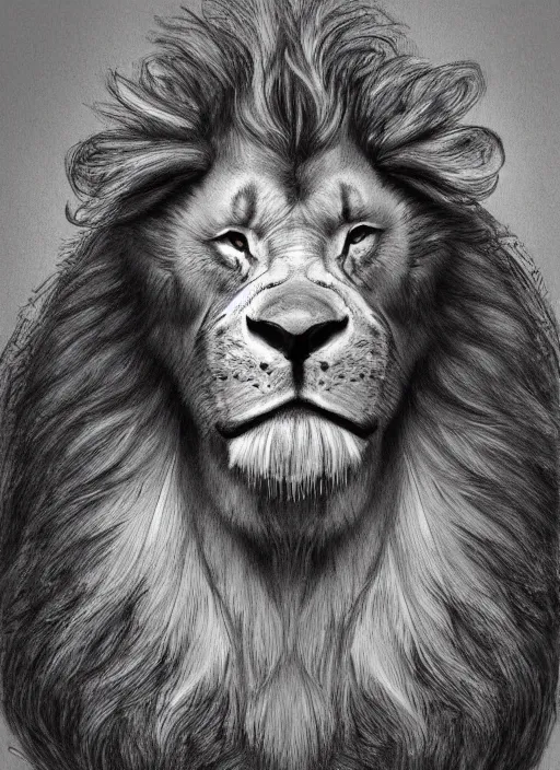 Image similar to a mighty strong creature with the body and eyes of a man, ( ( ( with the beak of an eagle ) ) ), the mane of a lion, and the horns of an ox. no nose. drawn by boris valejo