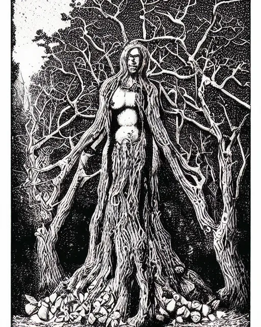 Image similar to the oracle of trees tarot card by dan hillier, masterpiece