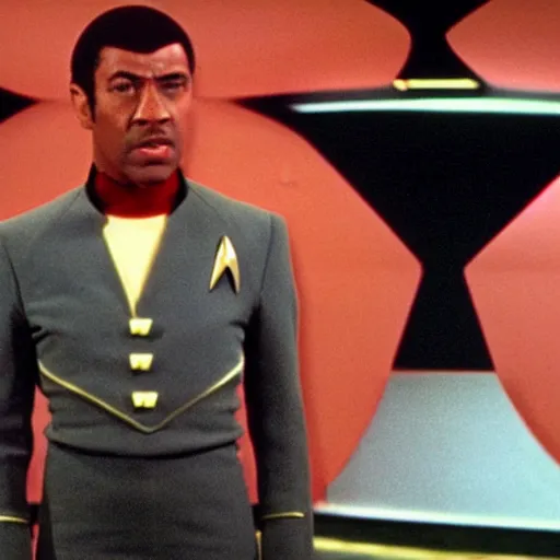 Prompt: a film still of keenan thompson in star trek 1 9 6 6 realistic, detailed, wearing suit