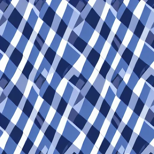 Image similar to textile geometric pattern blue squares white stripes grid straight, high quality tiles, clean, artstation