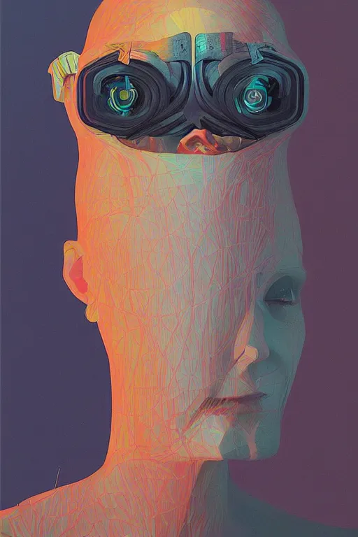 Image similar to woman wearing oculus and digital glitch head edward hopper and james gilleard, zdzislaw beksisnski, higly detailed