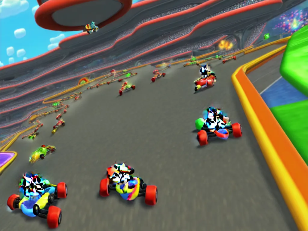 Image similar to pretzel track, mario kart 8 screenshot