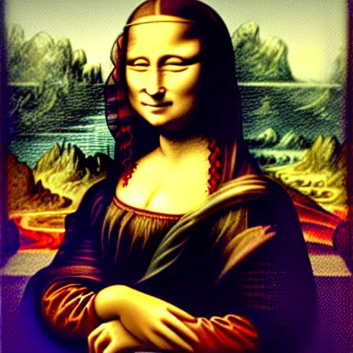 Prompt: mona lisa by bob ross,