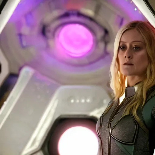 Prompt: Olivia Taylor Dudley Stepping onto a Spaceship