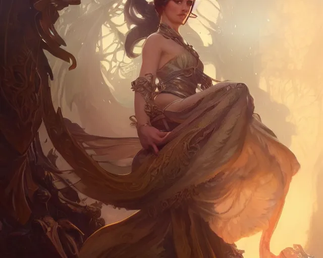 Prompt: photography of elenore abbott, deep focus, d & d and mtg, fantasy, intricate, elegant, highly detailed, digital painting, artstation, concept art, matte, sharp focus, illustration, hearthstone, art by artgerm and greg rutkowski and alphonse mucha