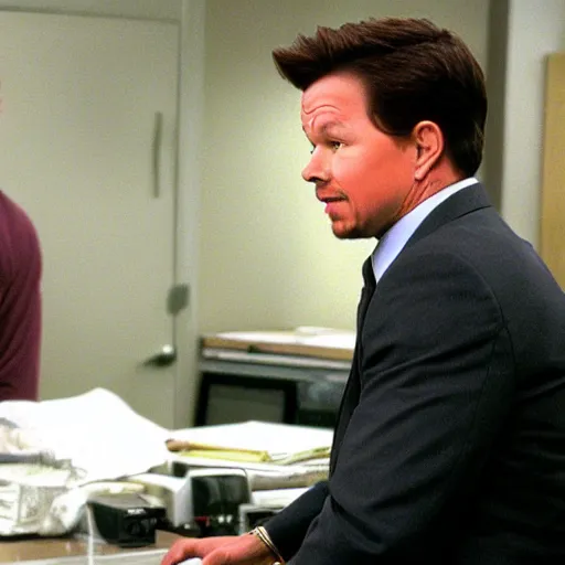 Prompt: mark wahlberg cameo in the office (2005)