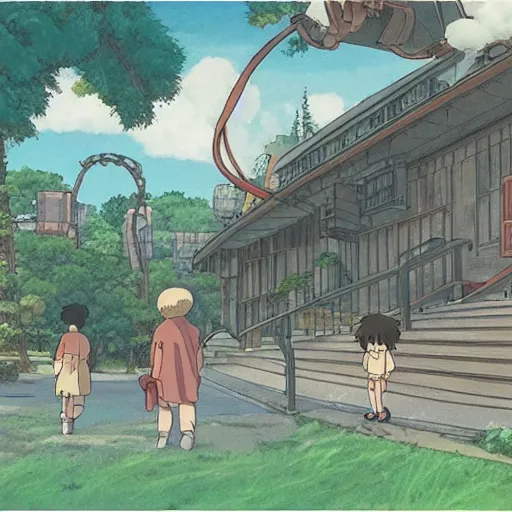 Prompt: Still from a Studio Ghibli movie set in 1990\'s Atlanta