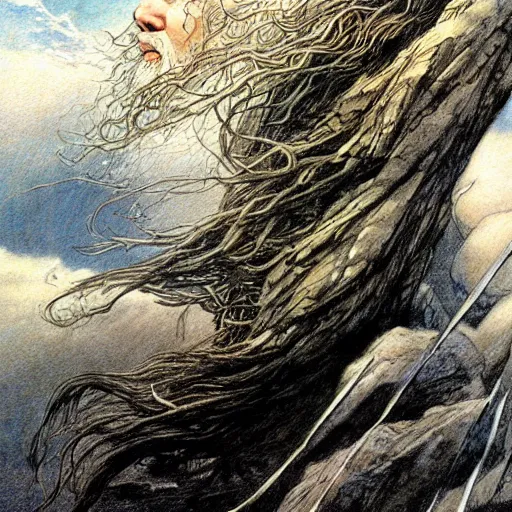 Image similar to the winds of Thor are blowing cold, Alan Lee illustration