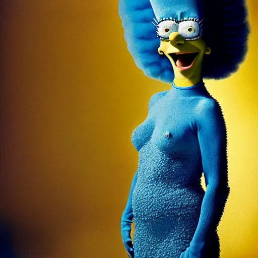 Image similar to uhd candid photo of marge simpson by steve mccurry and annie leibowitz
