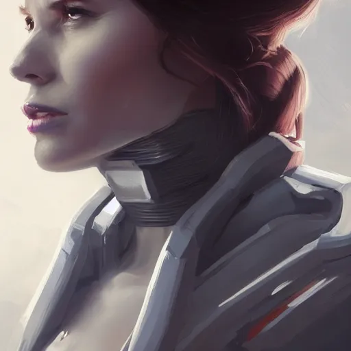 Image similar to Portrait of a woman by Greg Rutkowski, she is about 30 years old, mulato, wavy hair, attractive and beautiful, wifey material, she is wearing a futuristic lawyer outfit, highly detailed portrait, scifi, digital painting, artstation, concept art, smooth, sharp foccus ilustration, Artstation HQ