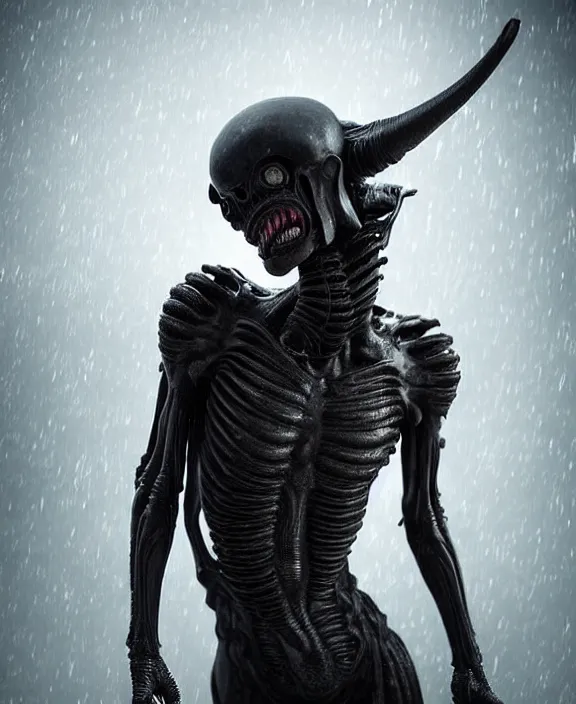 Image similar to xenomorph hugging pale sad beauty merging, dark mist colors, giger background liminal void, digital art, cinematic lighting, realistic, award winning photograph, various refining methods, micro macro autofocus