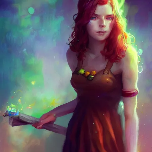 Prompt: Haley Stardew Valley by Bastien Lecouffe-Deharme colorful woman 4k very-detailed high-quality portrait, deviantart, artstation