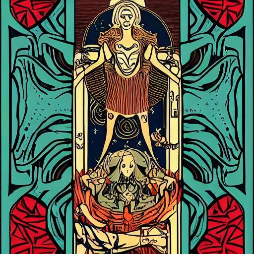 Image similar to tarot cards in modern aesthetics, detailed, stylized, artstation, extreme aesthetic